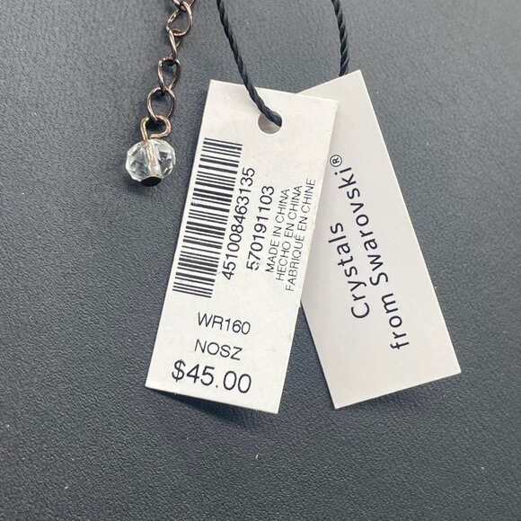 NWT WHBM Crystal from Swarovski Lariat Y Drop Tassel Necklace Rose Tone Classic - Picture 9 of 10